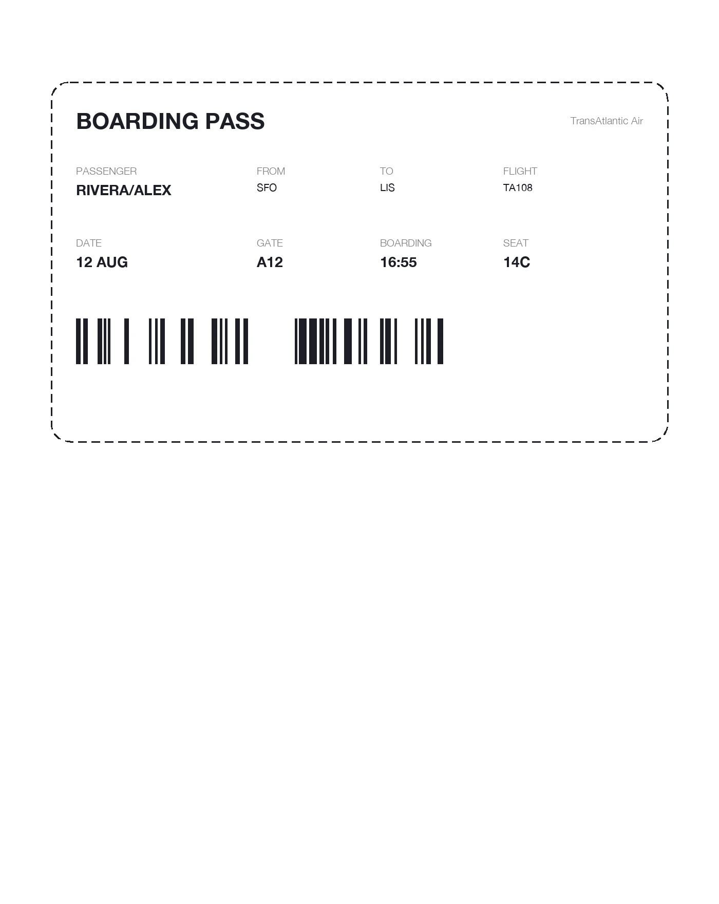 A boarding pass.