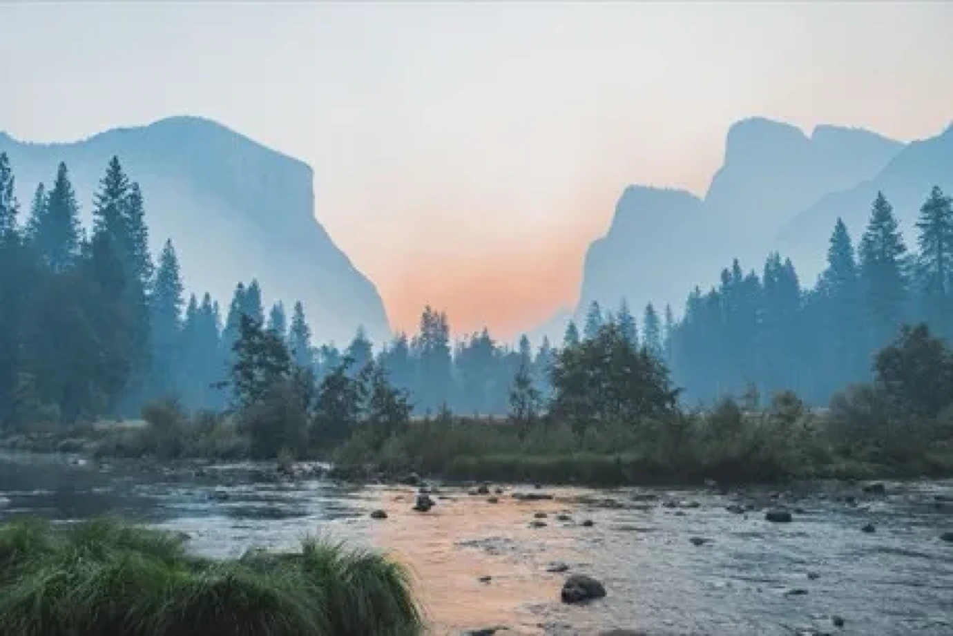 A sunset over a valley.