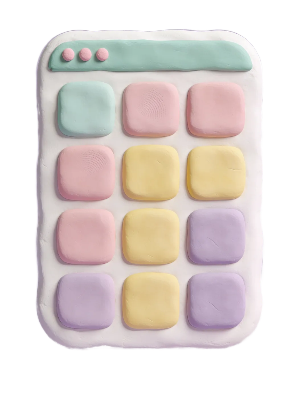 A soft clay app window holding a grid of kept things.